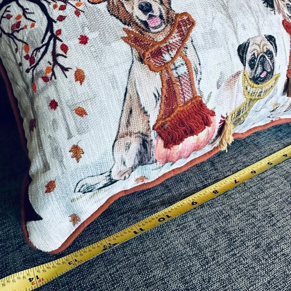 Fall Autumn Western Country Cowboy Dog Print Throw Pillow